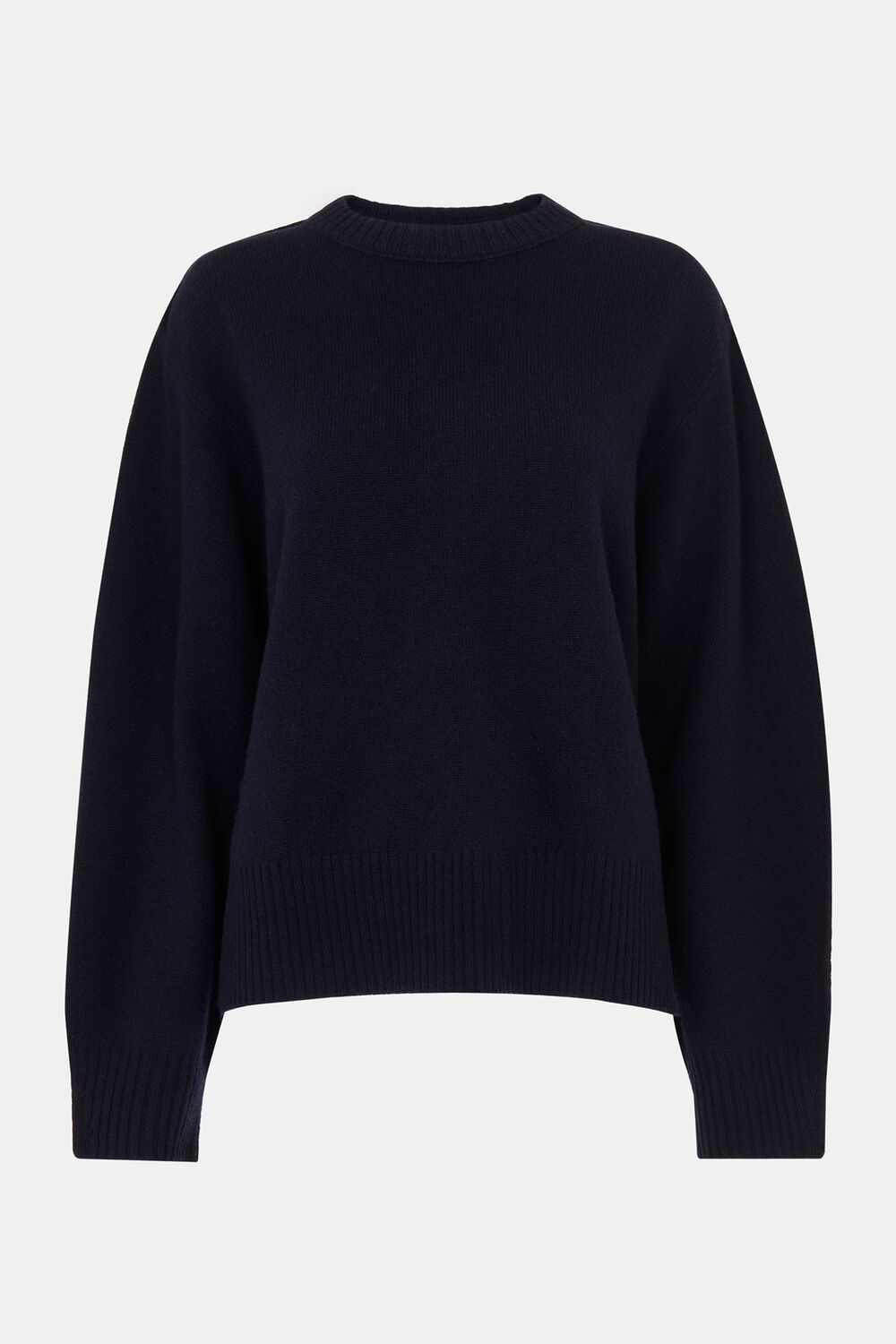Navy Side Stripe Detail Wool Knit