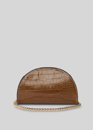 Miri Small Half Moon Croc Bag Brown