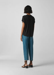Cupro High Neck Top Black