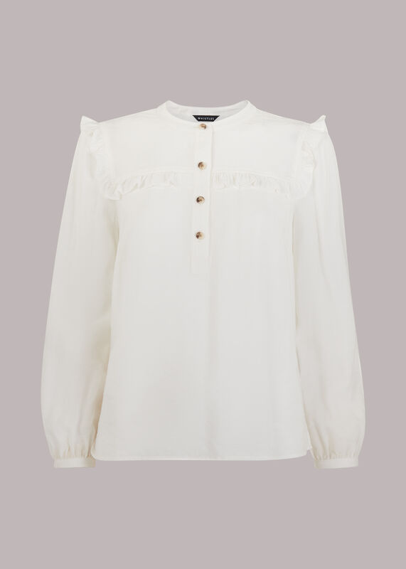 Ivory Xenia Yoke Frill Blouse