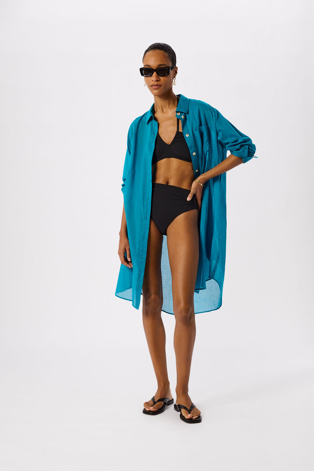 Teal Tie Front Beach Dress