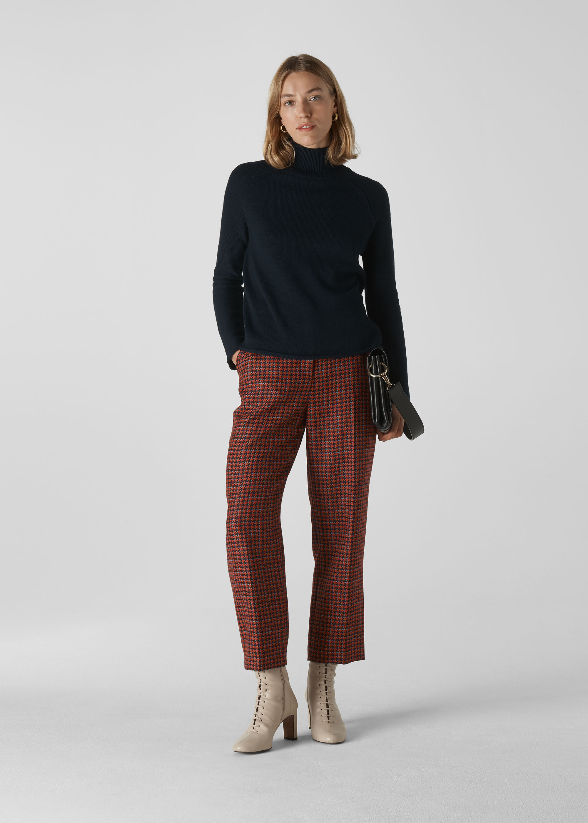 Straight checkered clearance trousers
