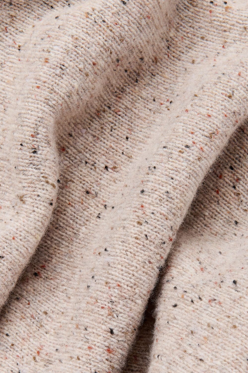 Neutral Wool Textured Midi Skirt