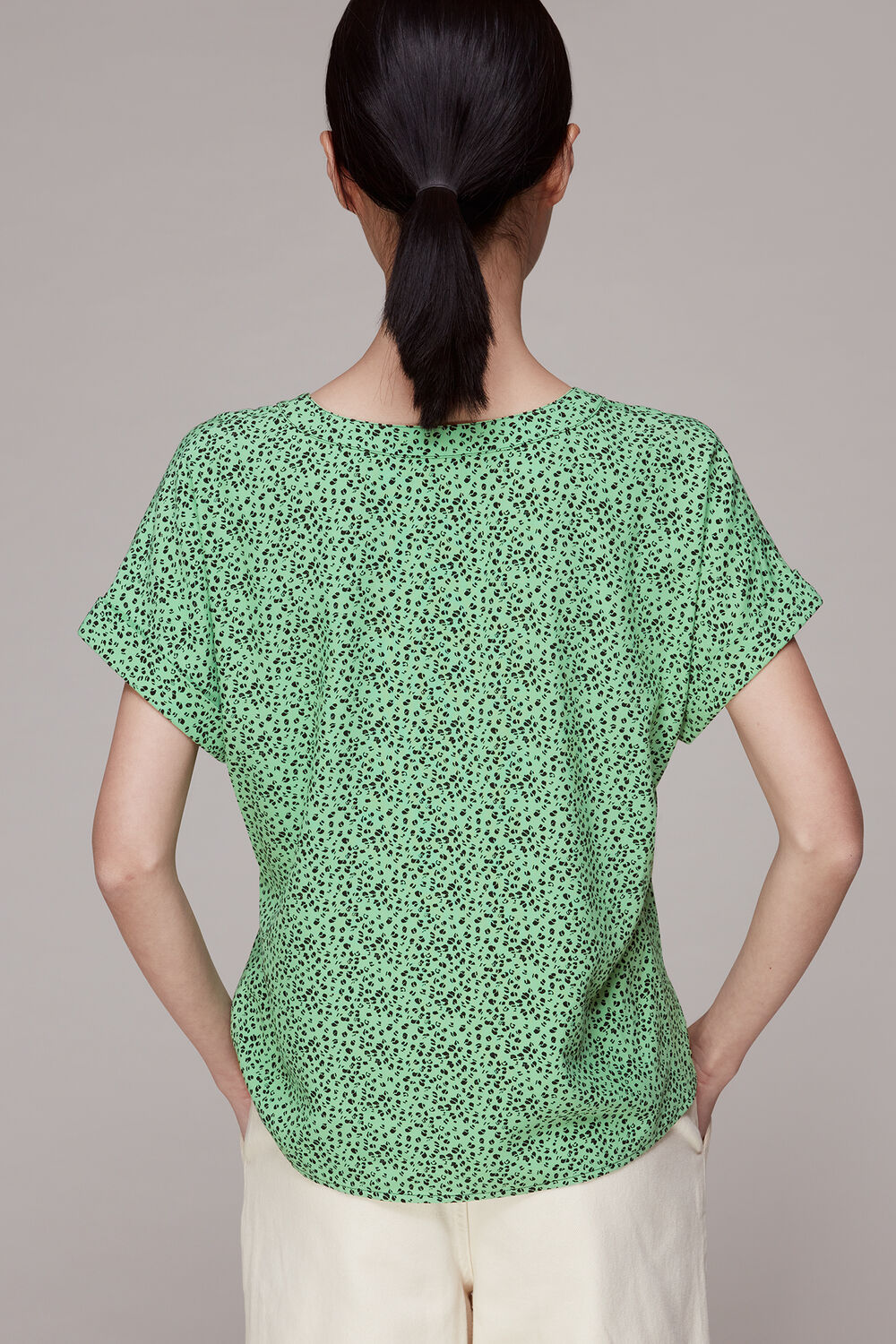 Ink Leopard Button Front Top