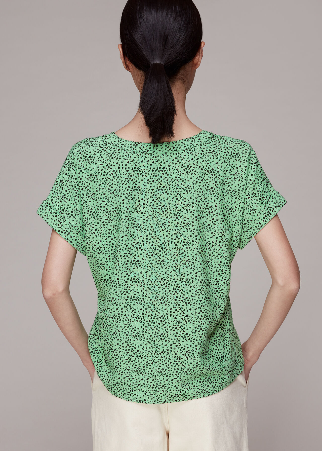 Ink Leopard Button Front Top