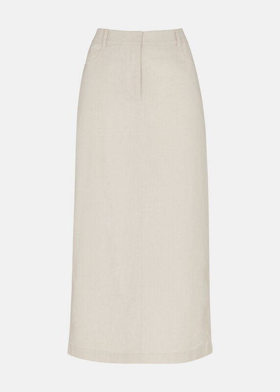 Oatmeal Abigail Linen Blend Midi Skirt