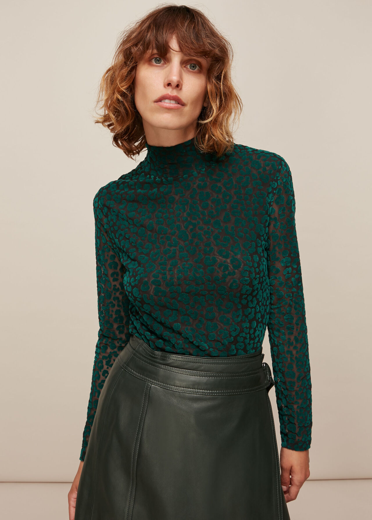 Flocked Animal Mesh Top