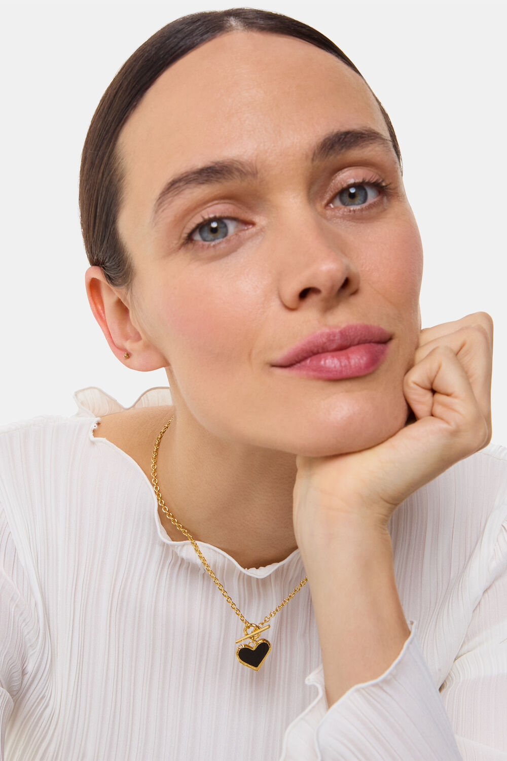 Enamel Heart T Bar Necklace