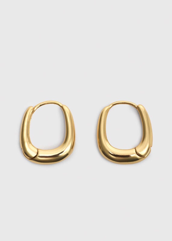 Gold Curved Square Huggie Hoop
