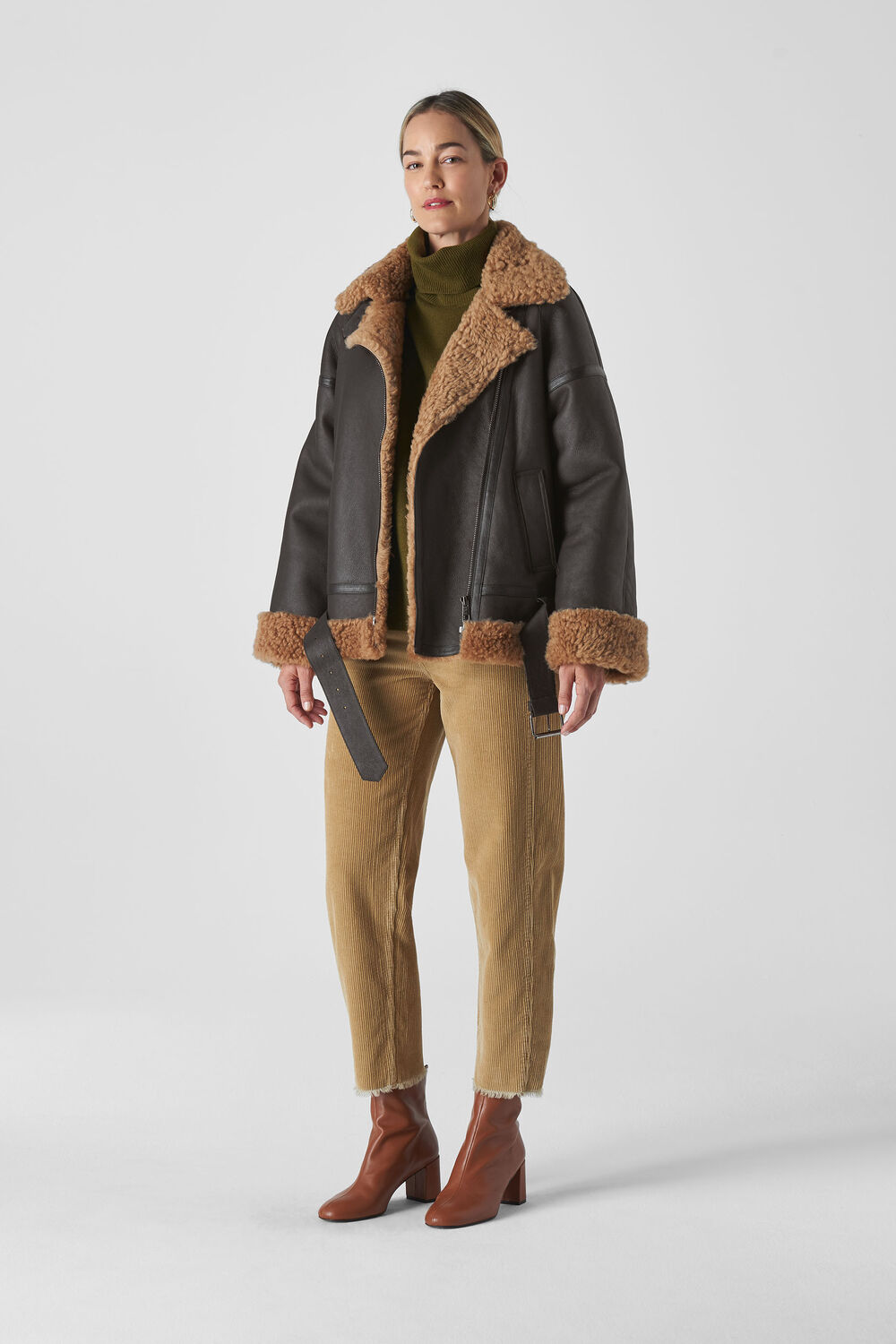 Shearling Brooke Biker Jacket Black