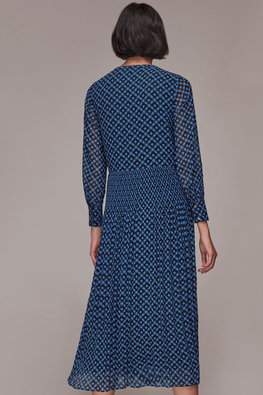 Gingham Check Pleated Dress
