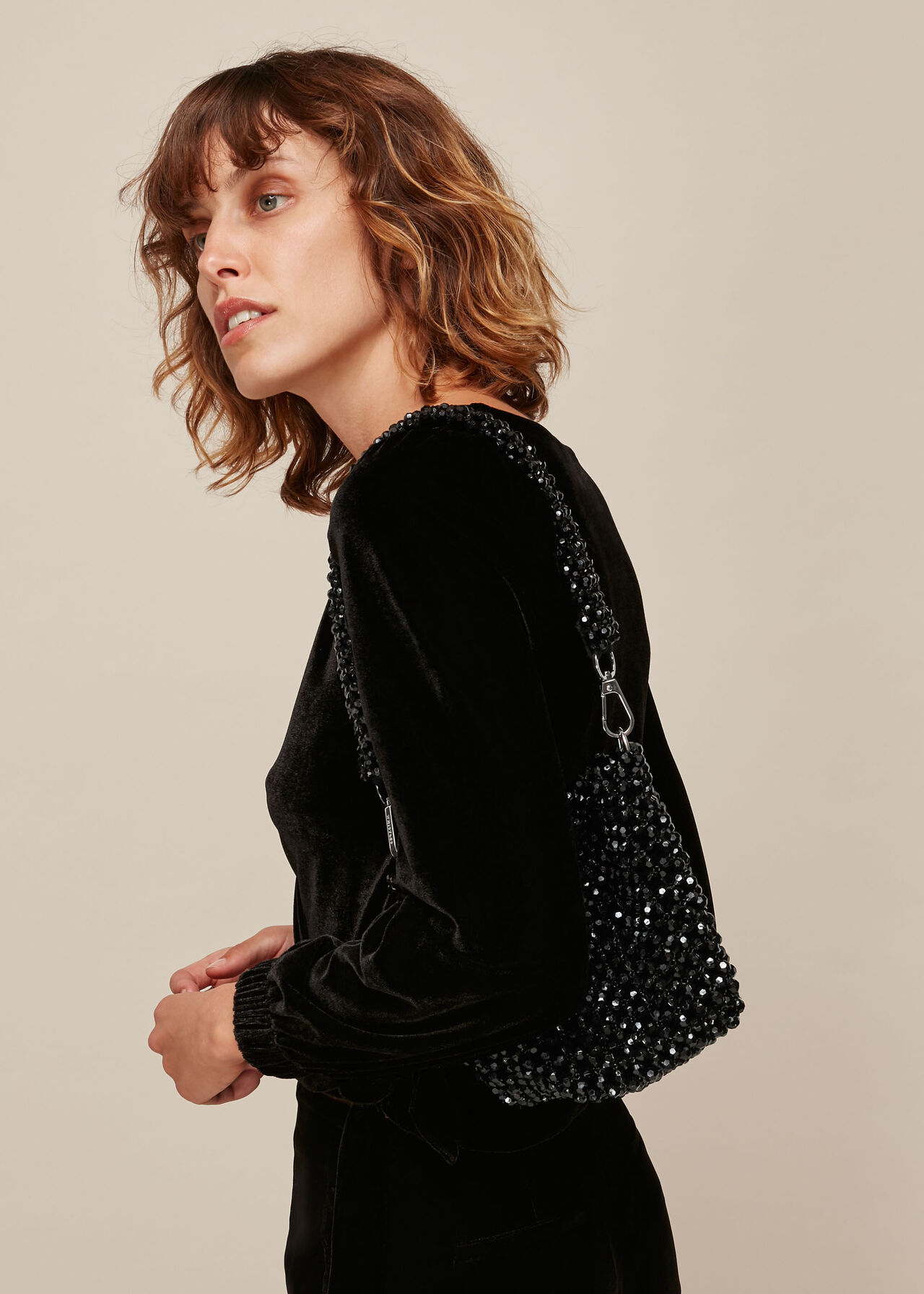 Martha Beaded Bucket Bag