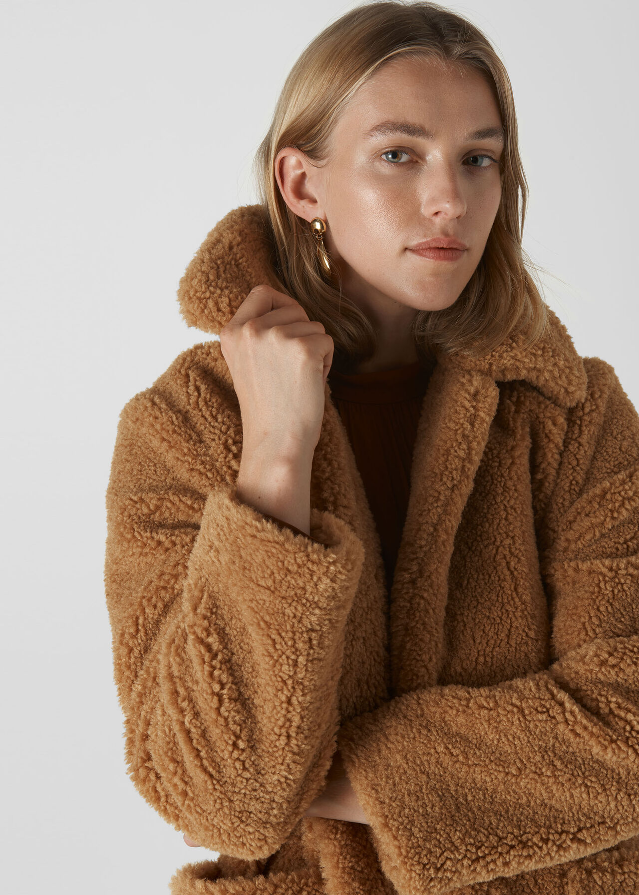 Neutral Teddy Longline Coat | WHISTLES