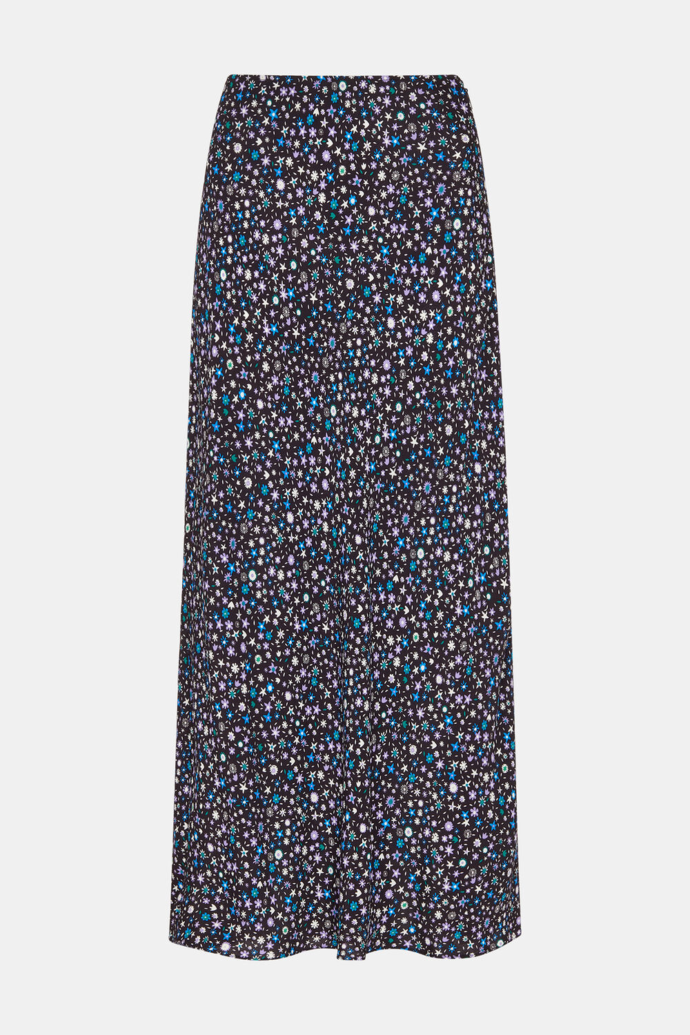 Black Painted Garden Bias Cut Skirt