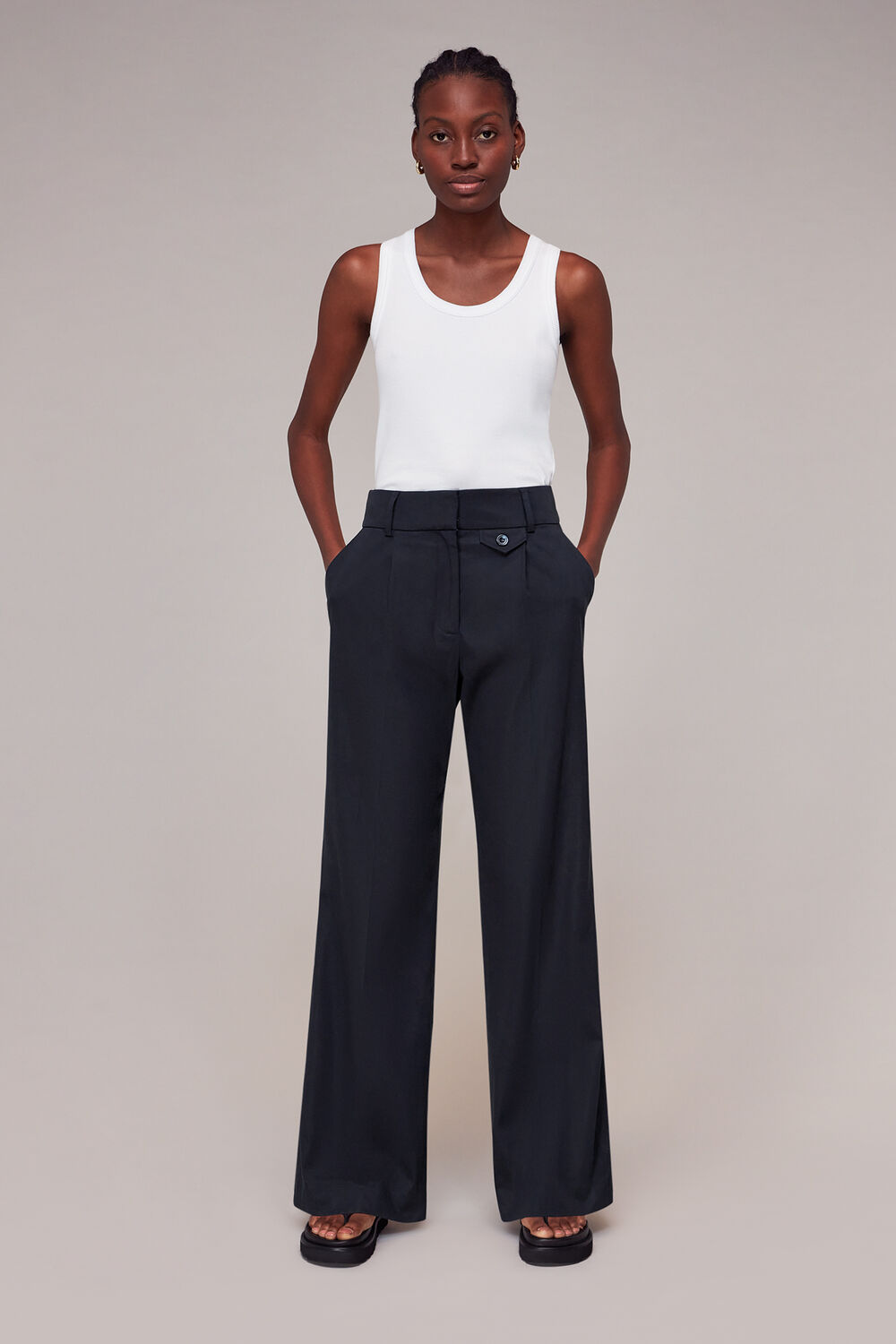 Navy Tess Full Length Trouser