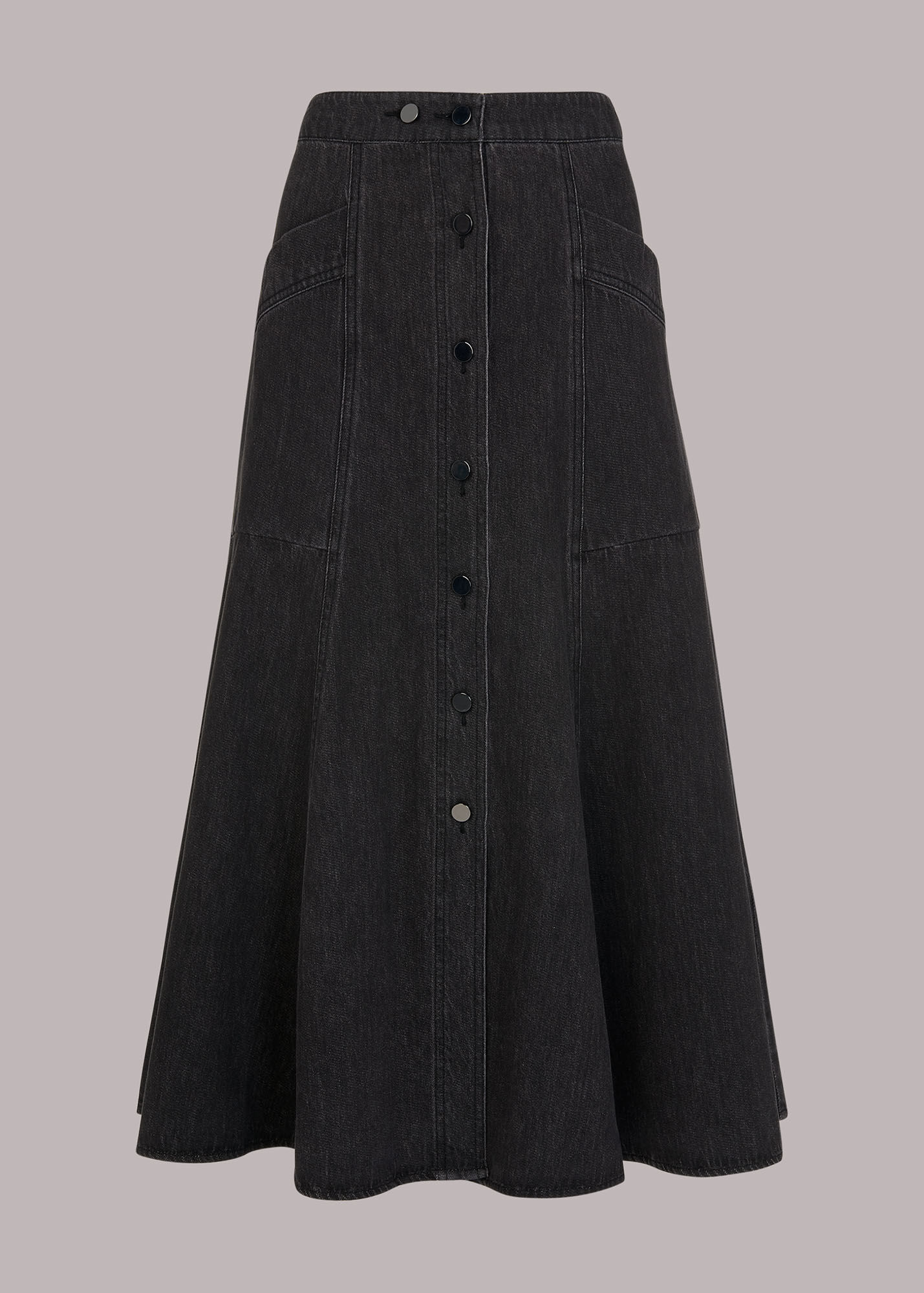 Black Julia Flare Denim Skirt WHISTLES Whistles UK