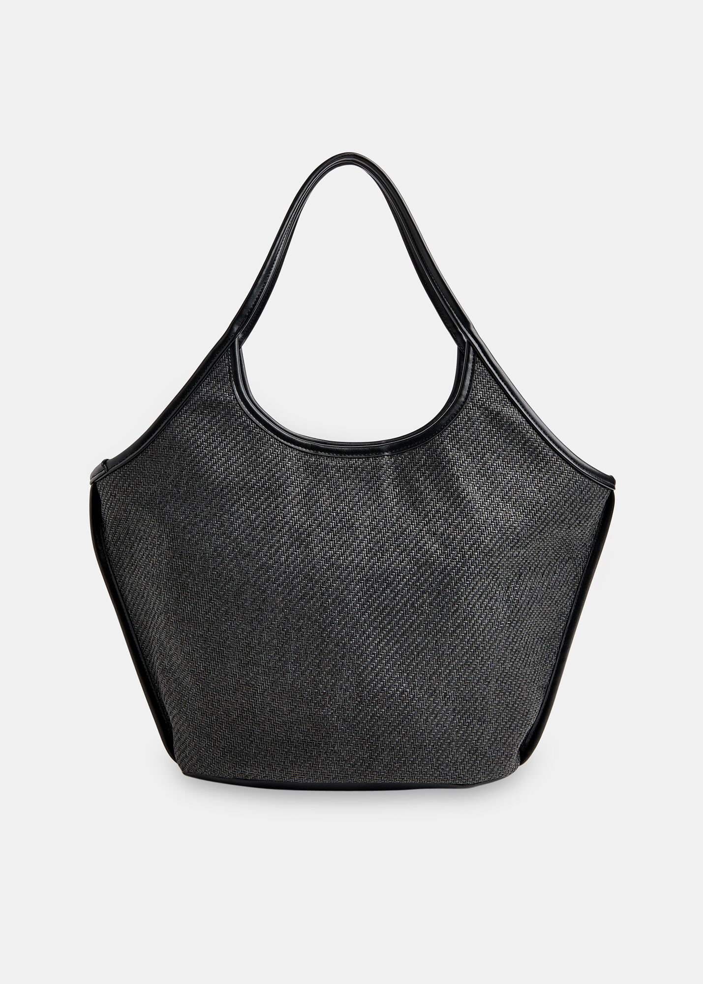 Black straw tote bag top