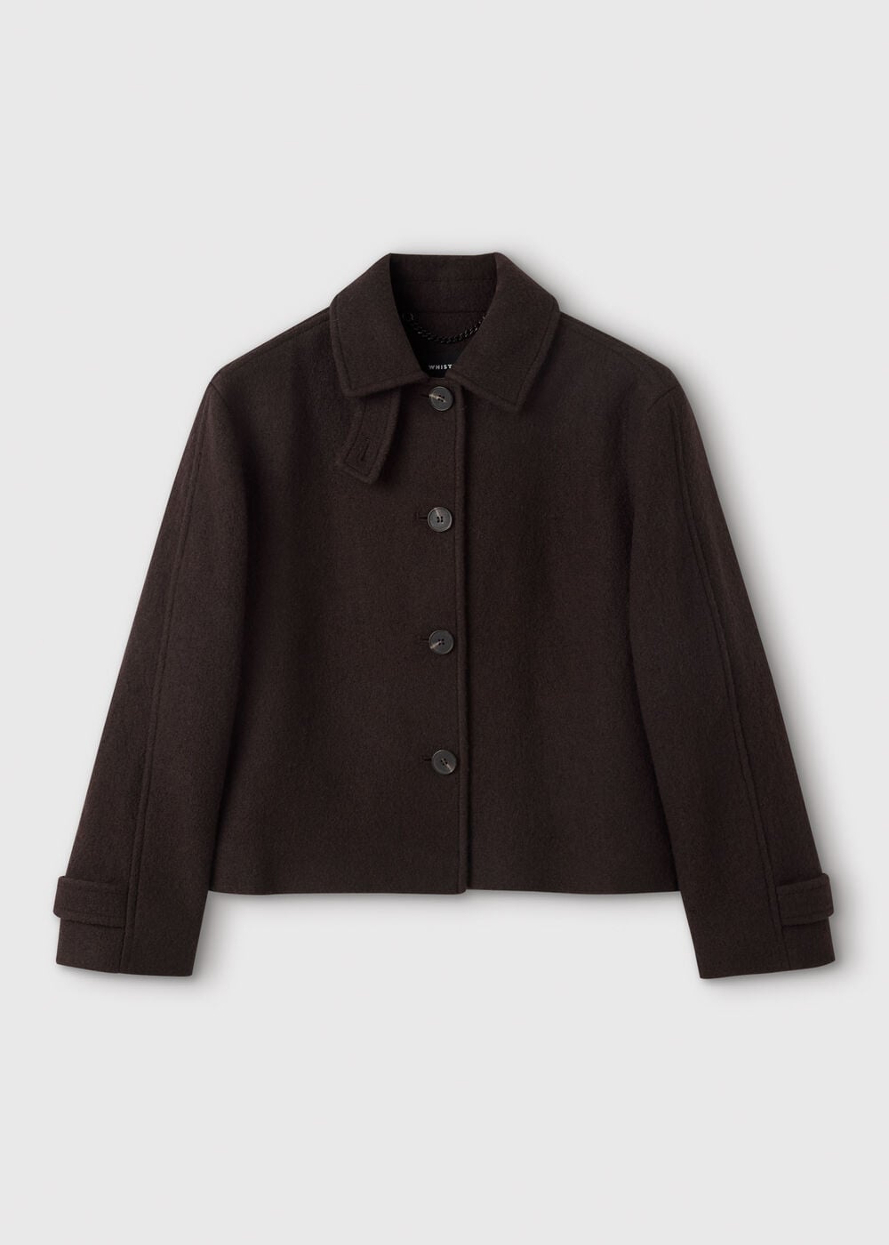 Brown Short Textured Wool Coat