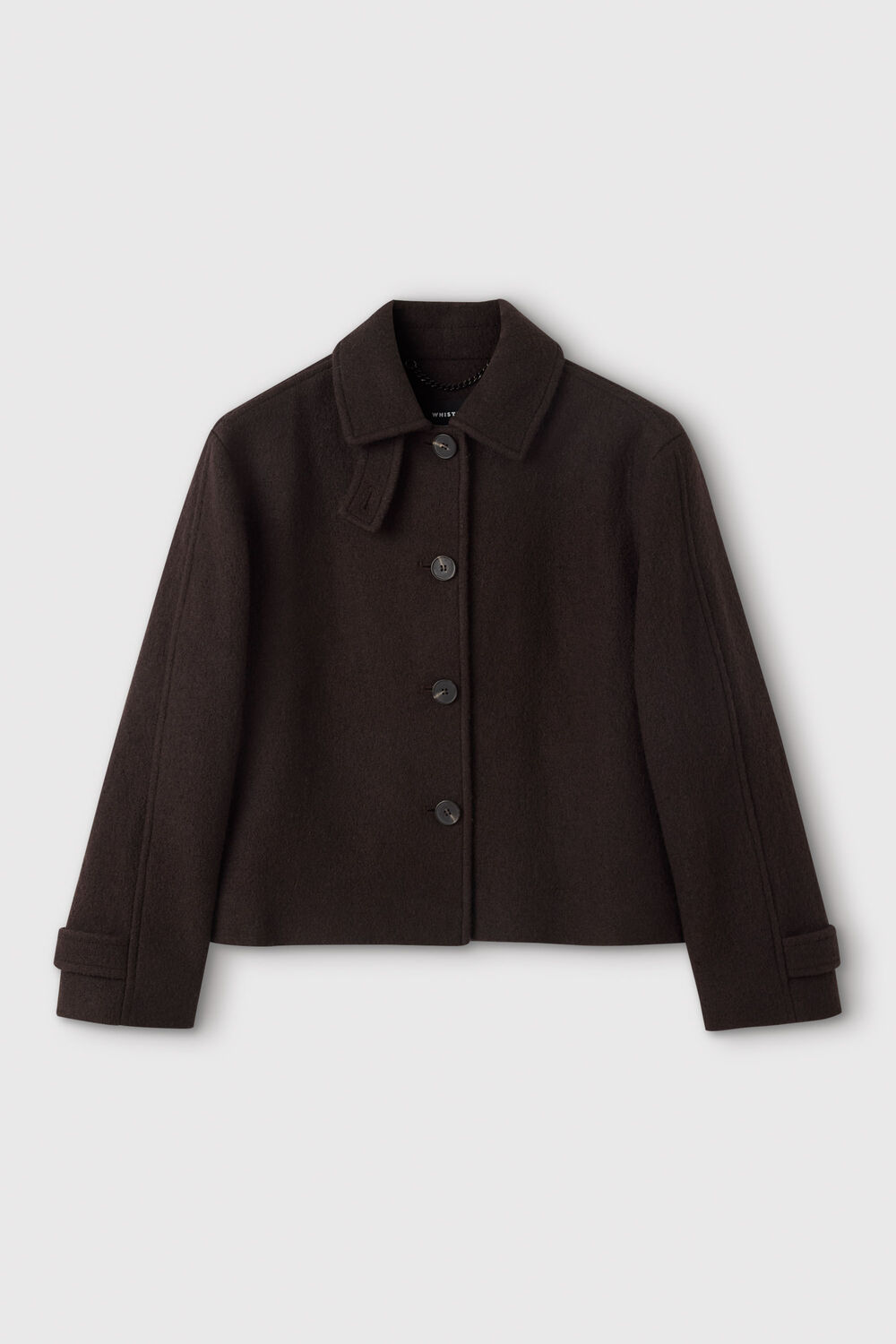 Brown Short Textured Wool Coat