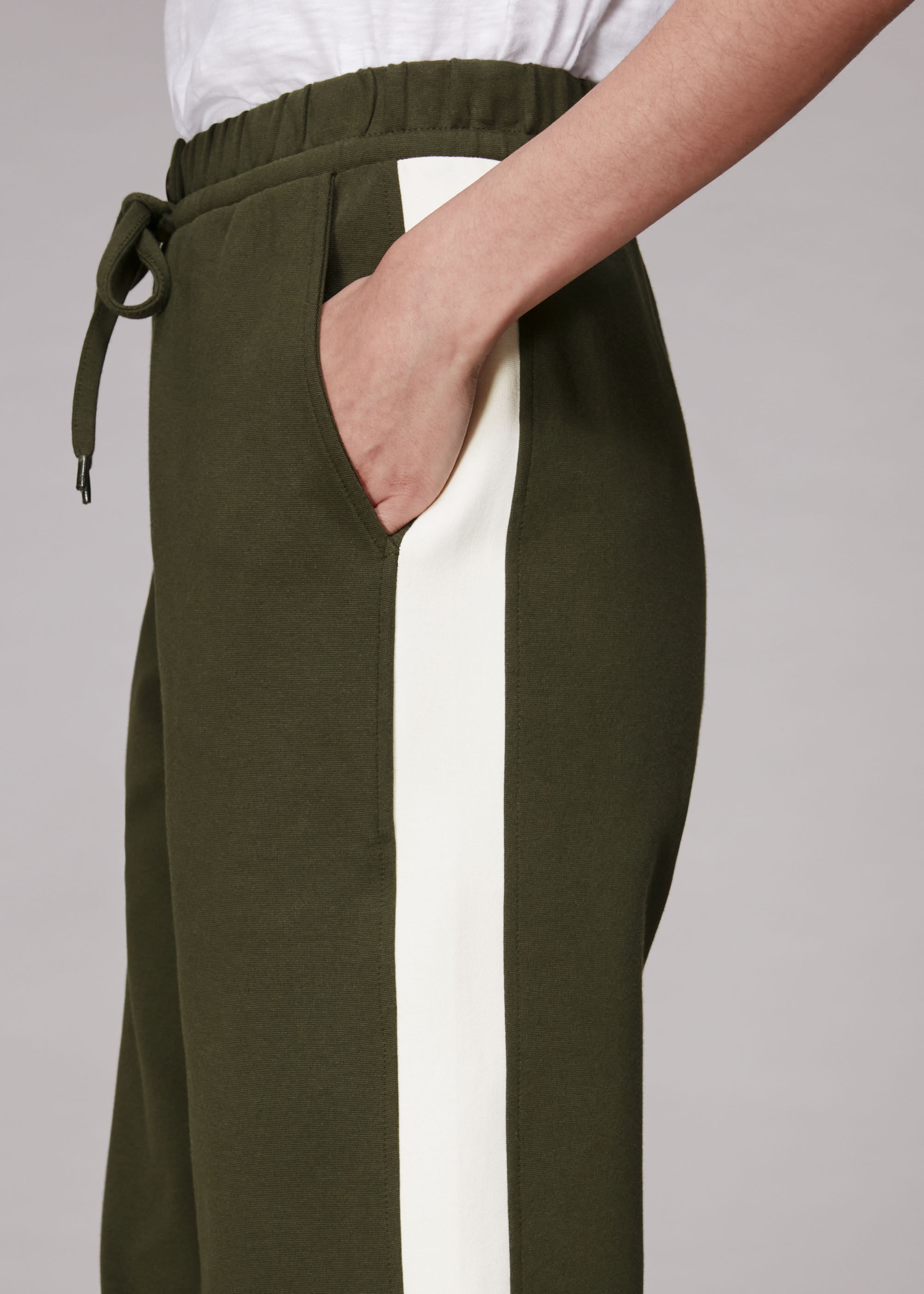 Khaki Slim Side Stripe Jogger