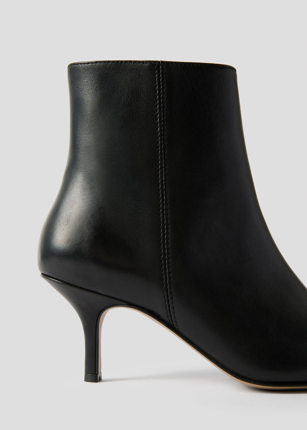 Kitten Heel Leather Ankle Boot