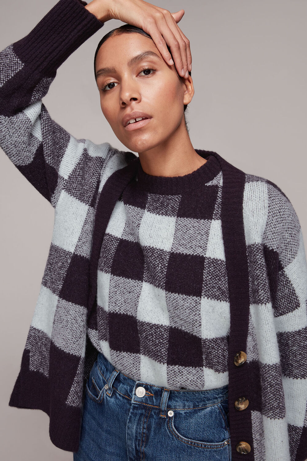 Checked Cardigan