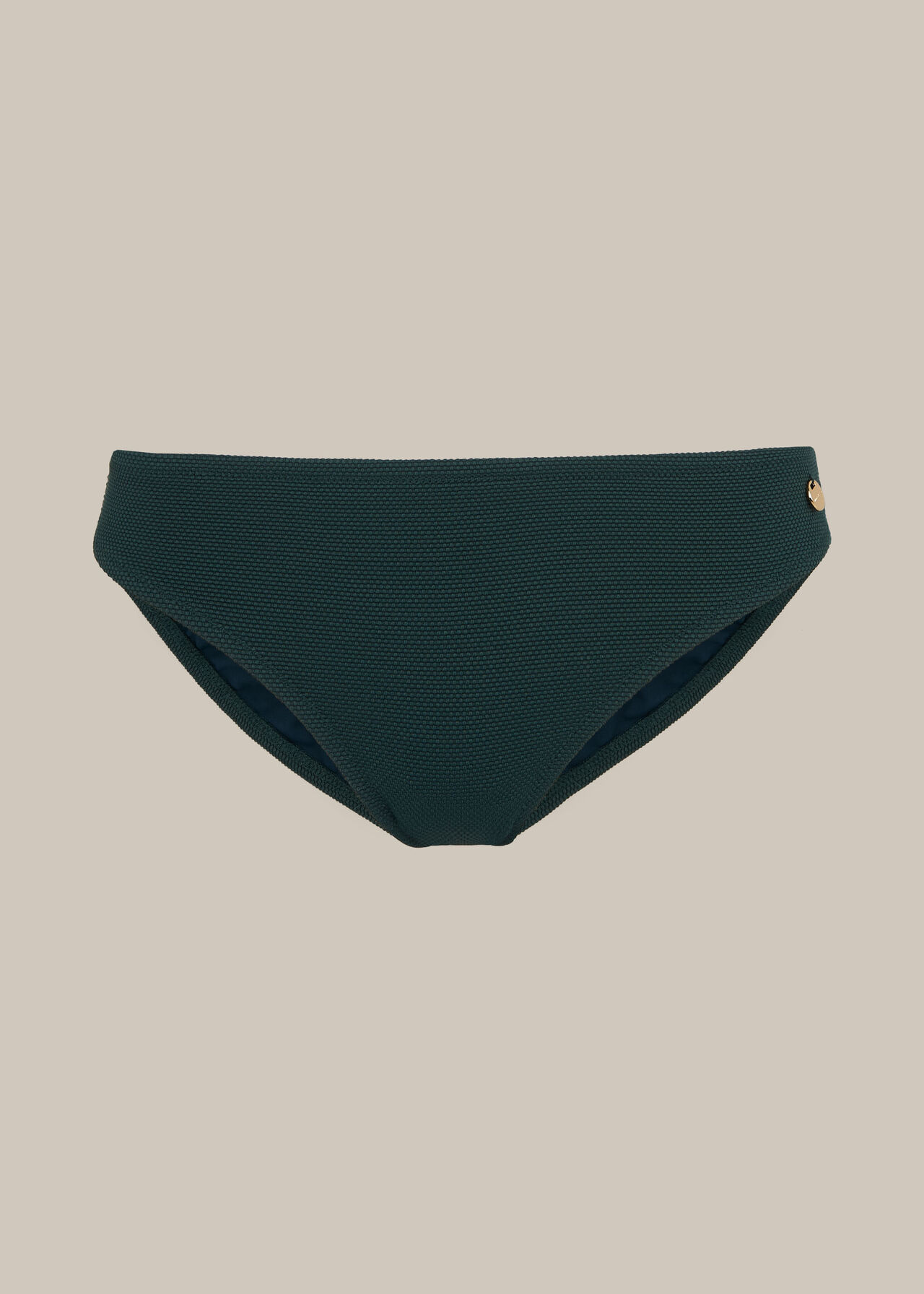 Textured Bikini Bottom Dark Green