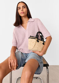 Pointelle Collar Detail Knit