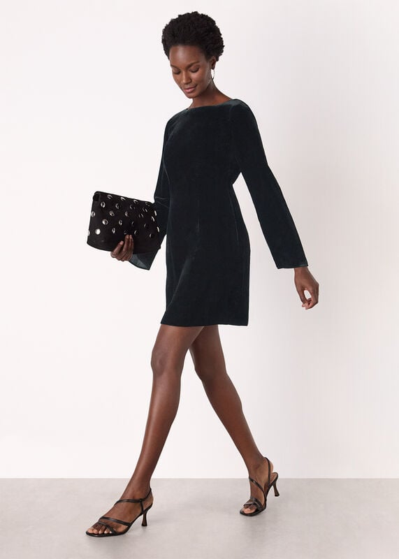 Black Velvet Flare Sleeve Dress