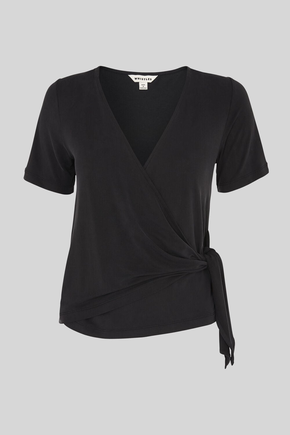 Cupro Wrap Front Top Black