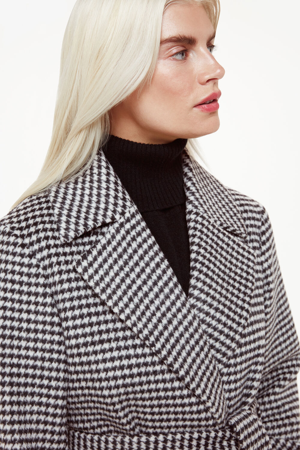 Petite Celia Houndstooth Wrap Coat