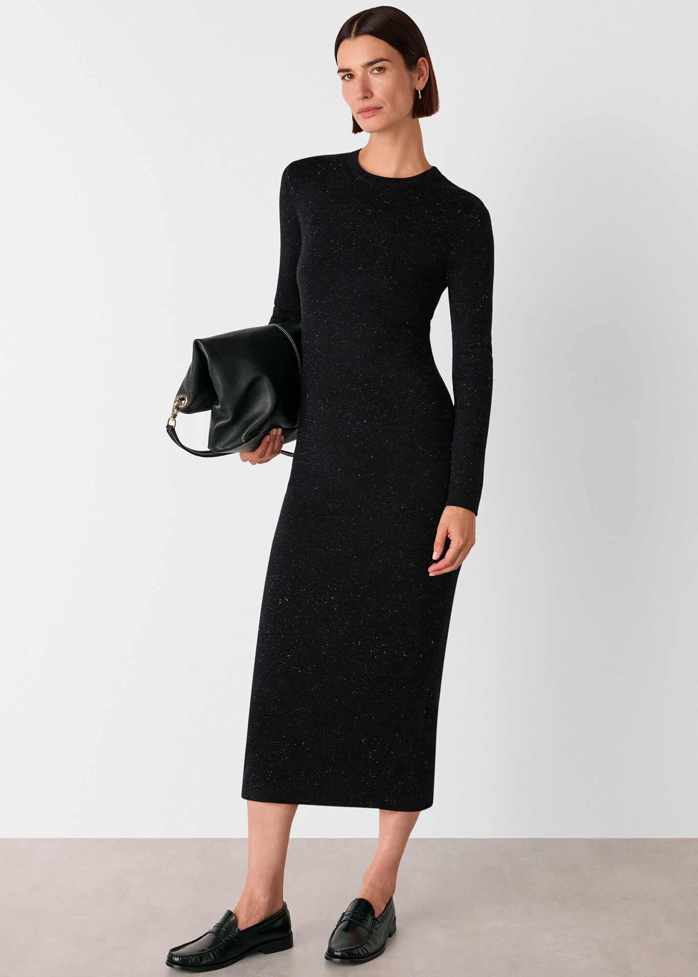Black Annie Sparkle Knit Dress WHISTLES