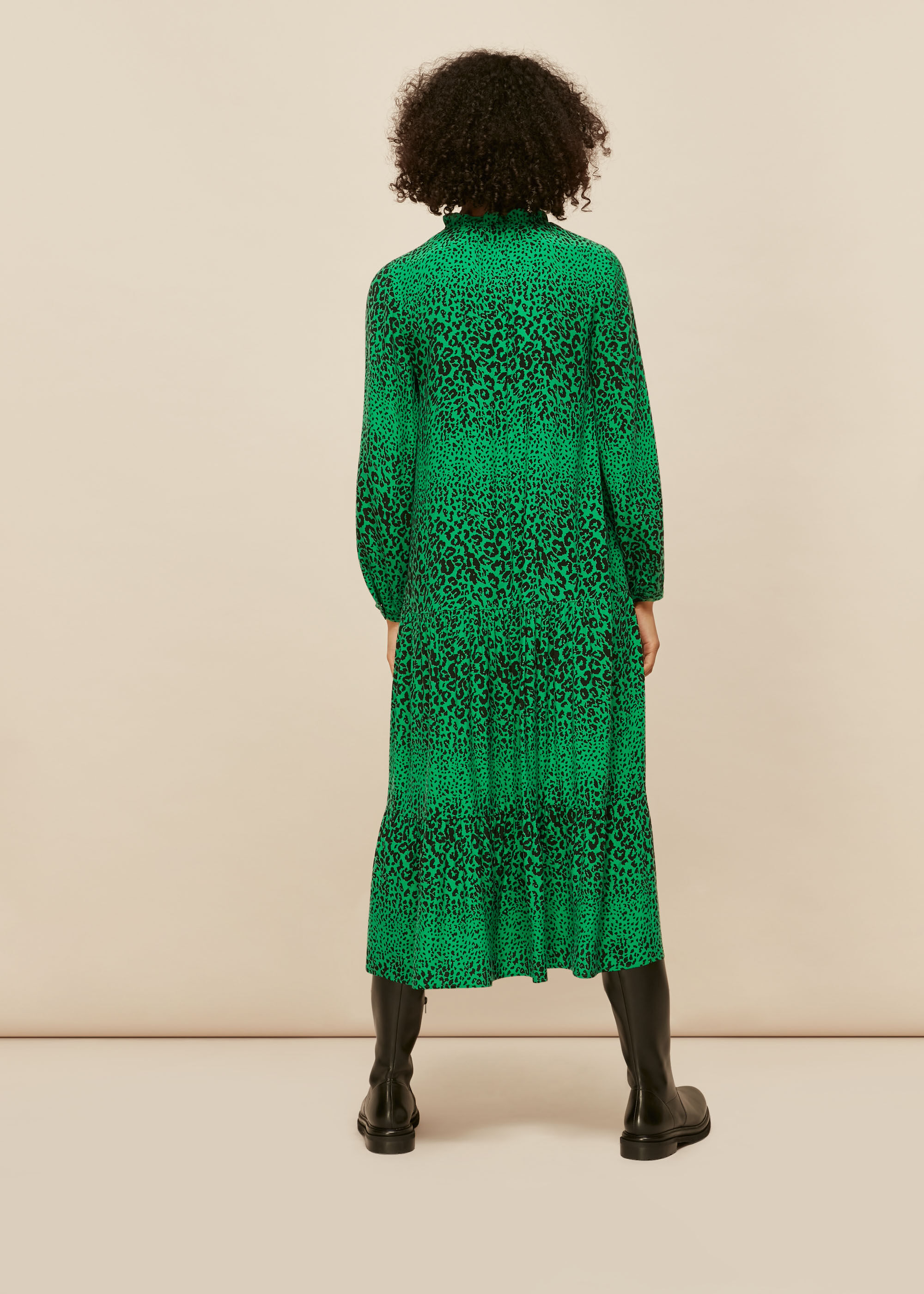 Whistles green sales leopard print dress