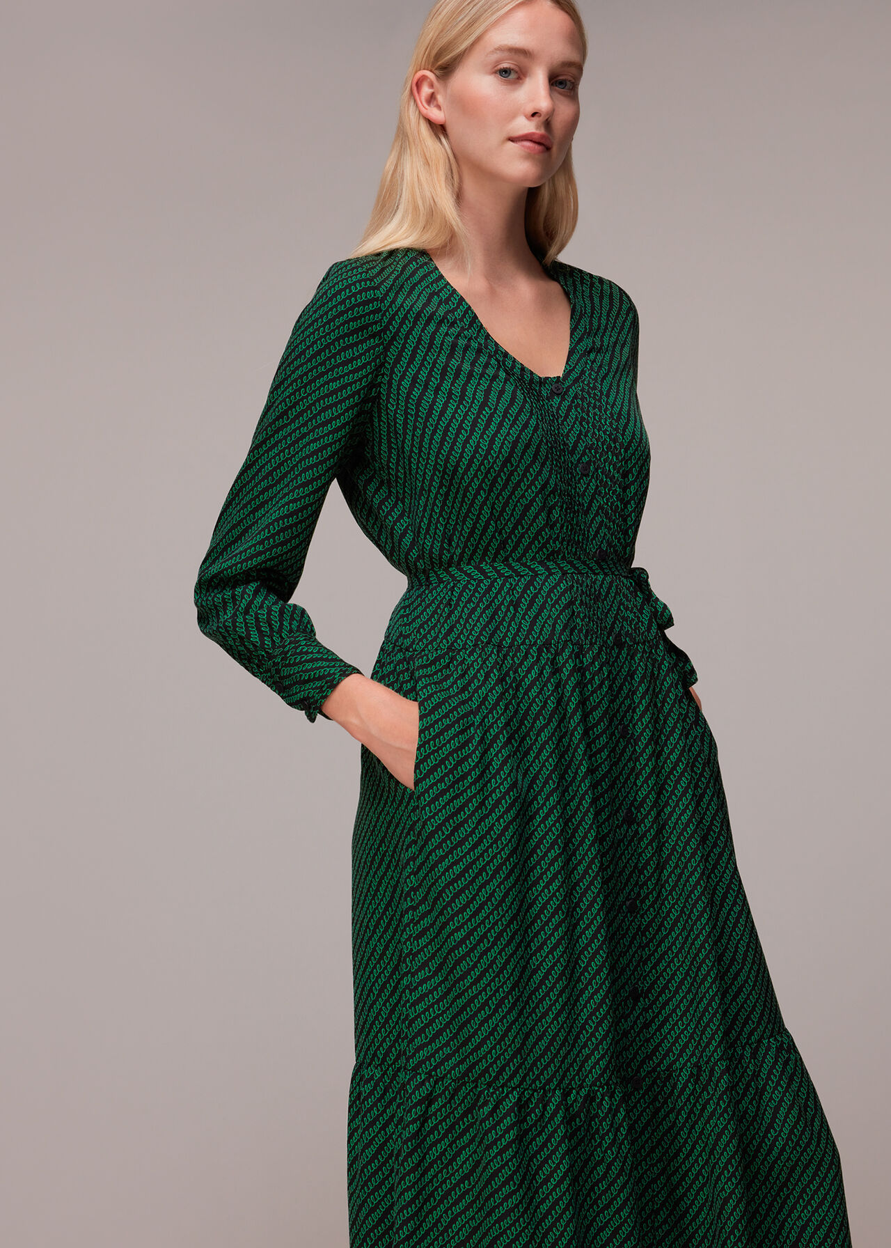 Diagonal Twist Midi Dress