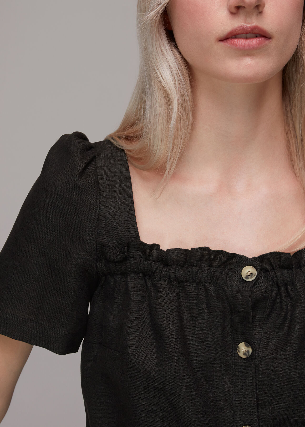 Square Neck Linen Top