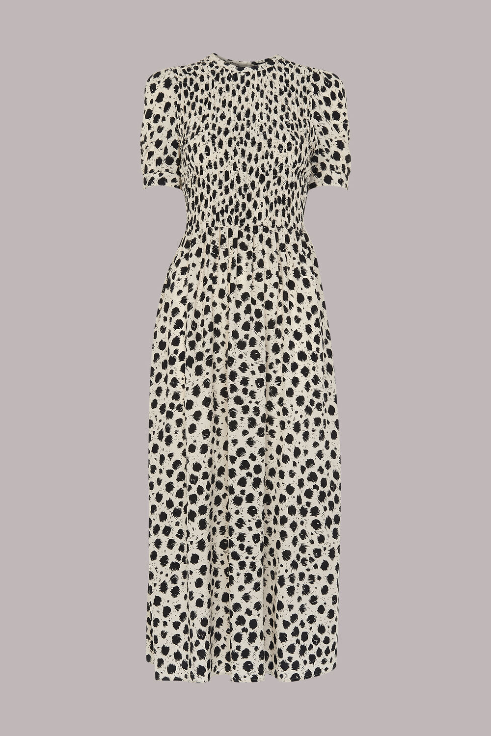 Dalmatian Shirred Midi Dress
