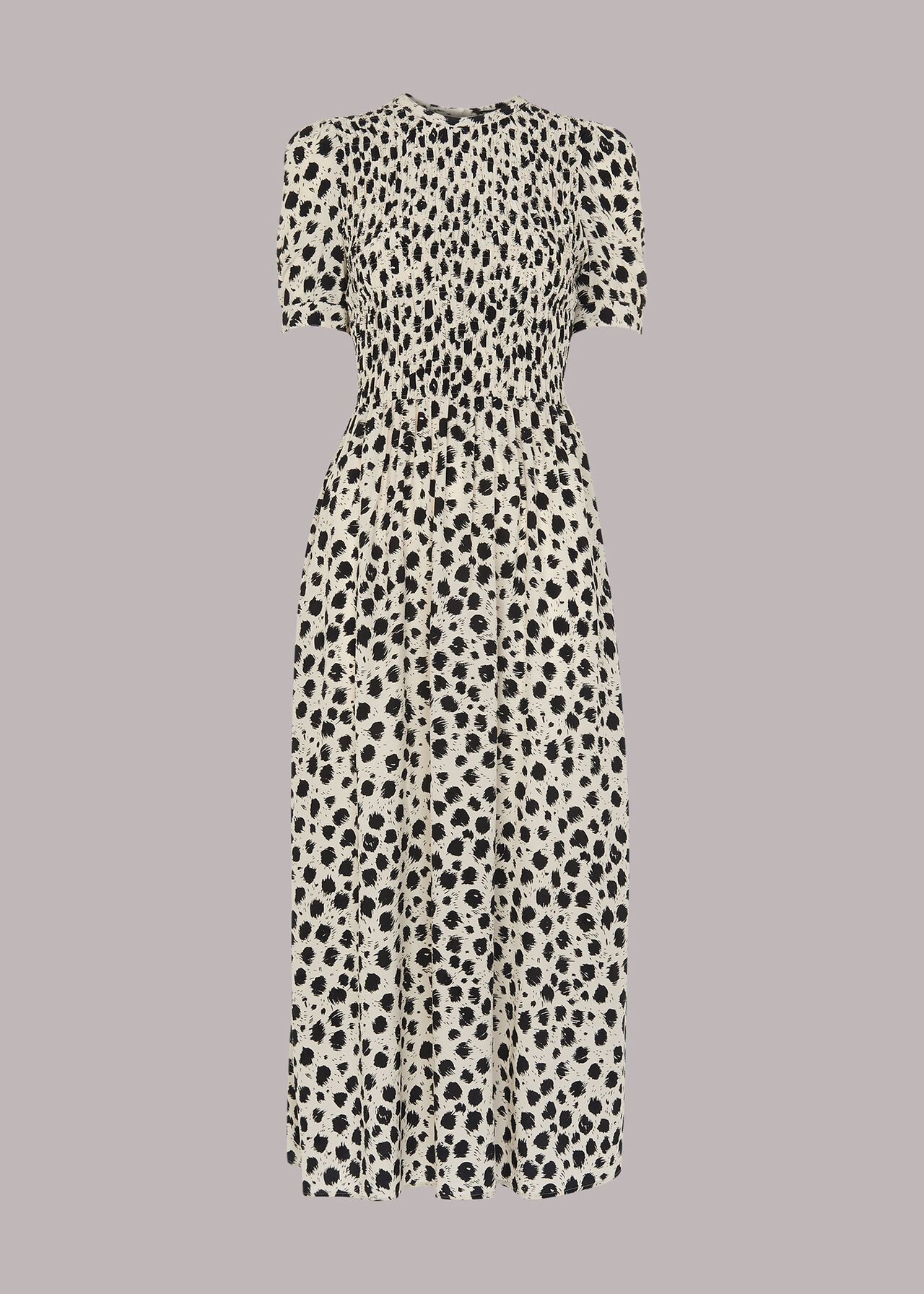 Dalmatian Shirred Midi Dress