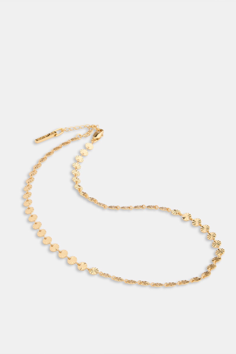 Gold Textured Circle Chain Necklace