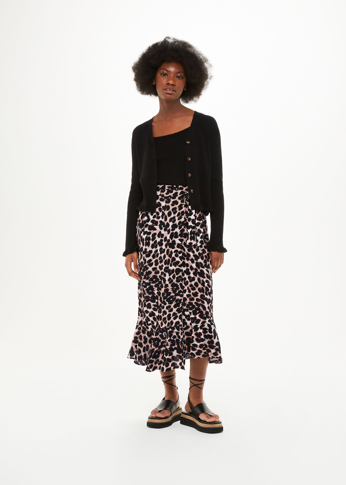 Animal print wrap skirt midi on sale