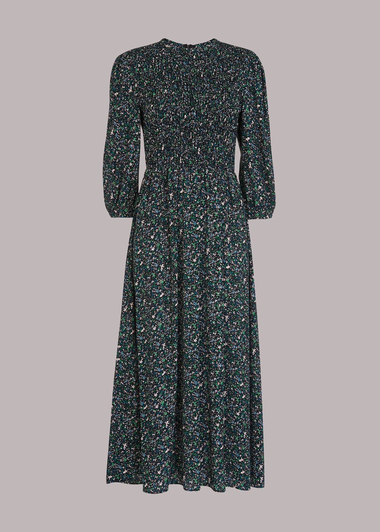 Midnight Garden Shirred Dress