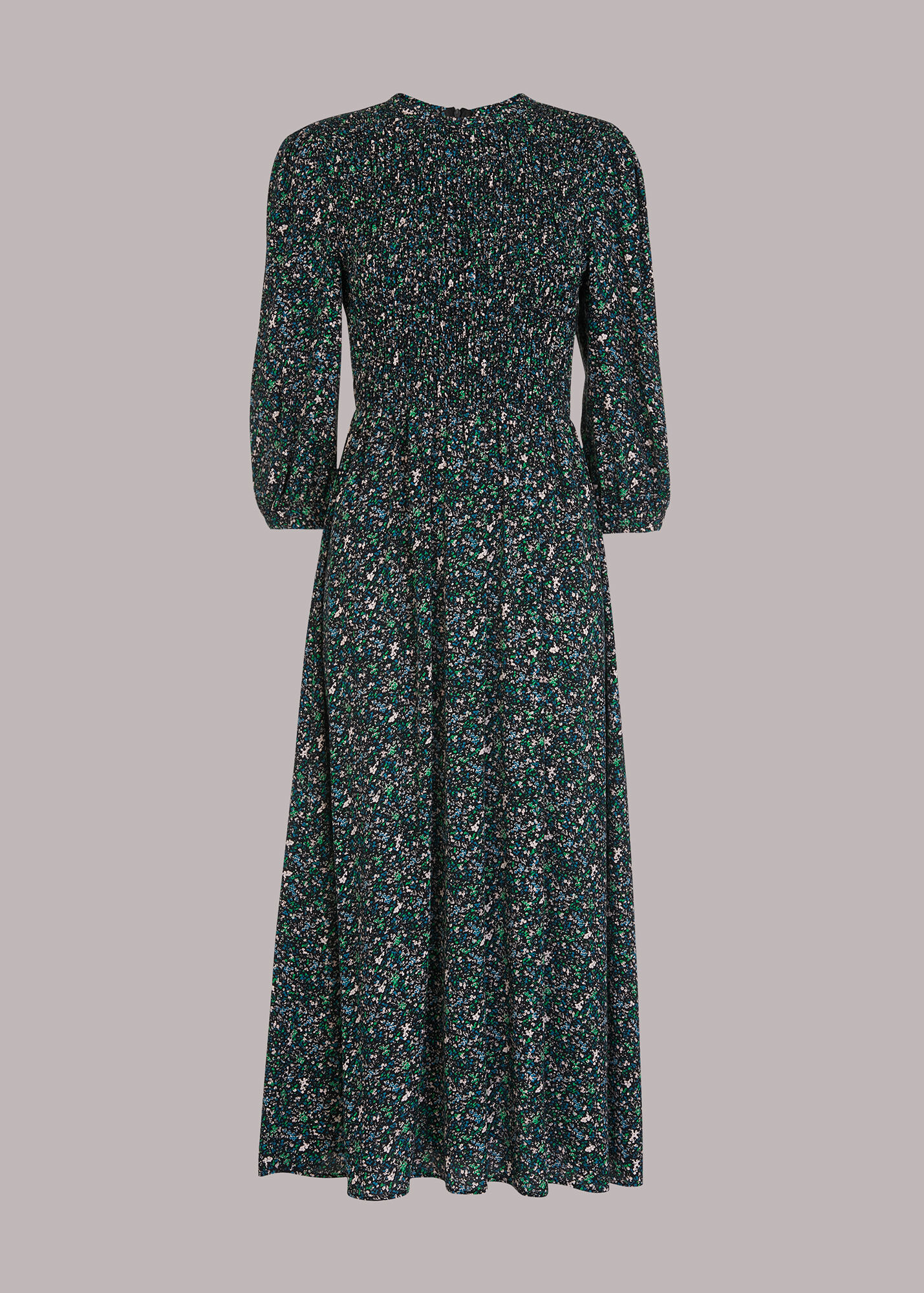 Green/Multi Midnight Garden Shirred Dress WHISTLES