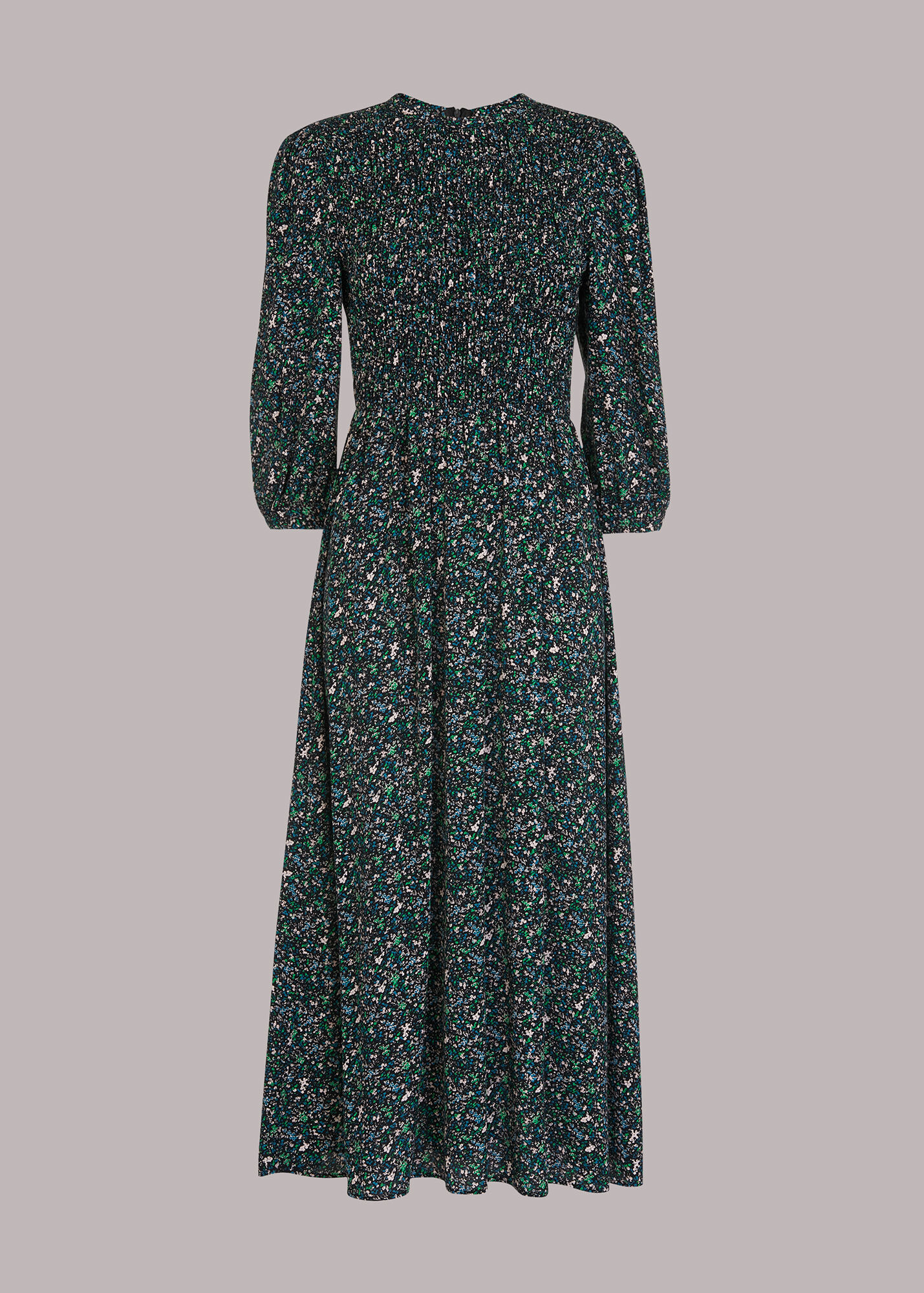 Green/Multi Midnight Garden Shirred Dress | WHISTLES