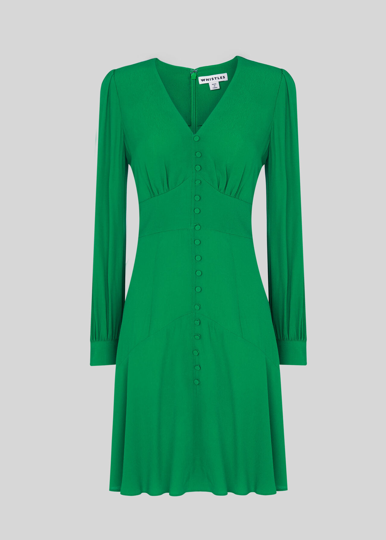 Short Button Through Dress Green