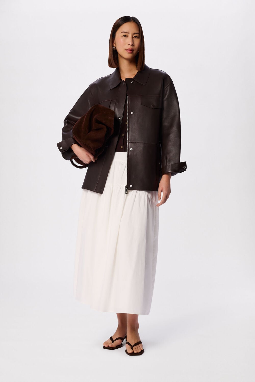 Brown Clean Bonded Leather Jacket