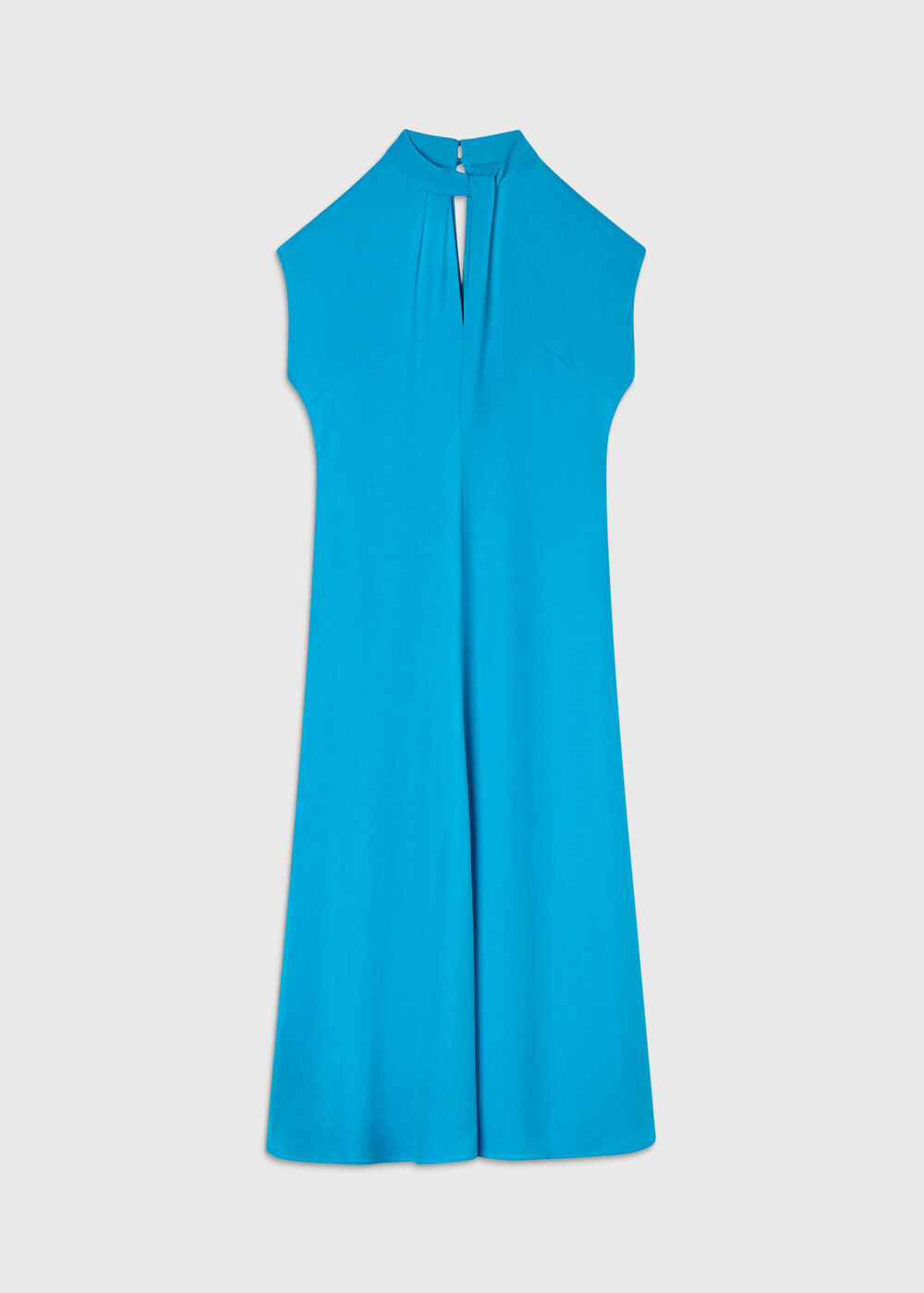 Twist Neck Crepe Midi Dress