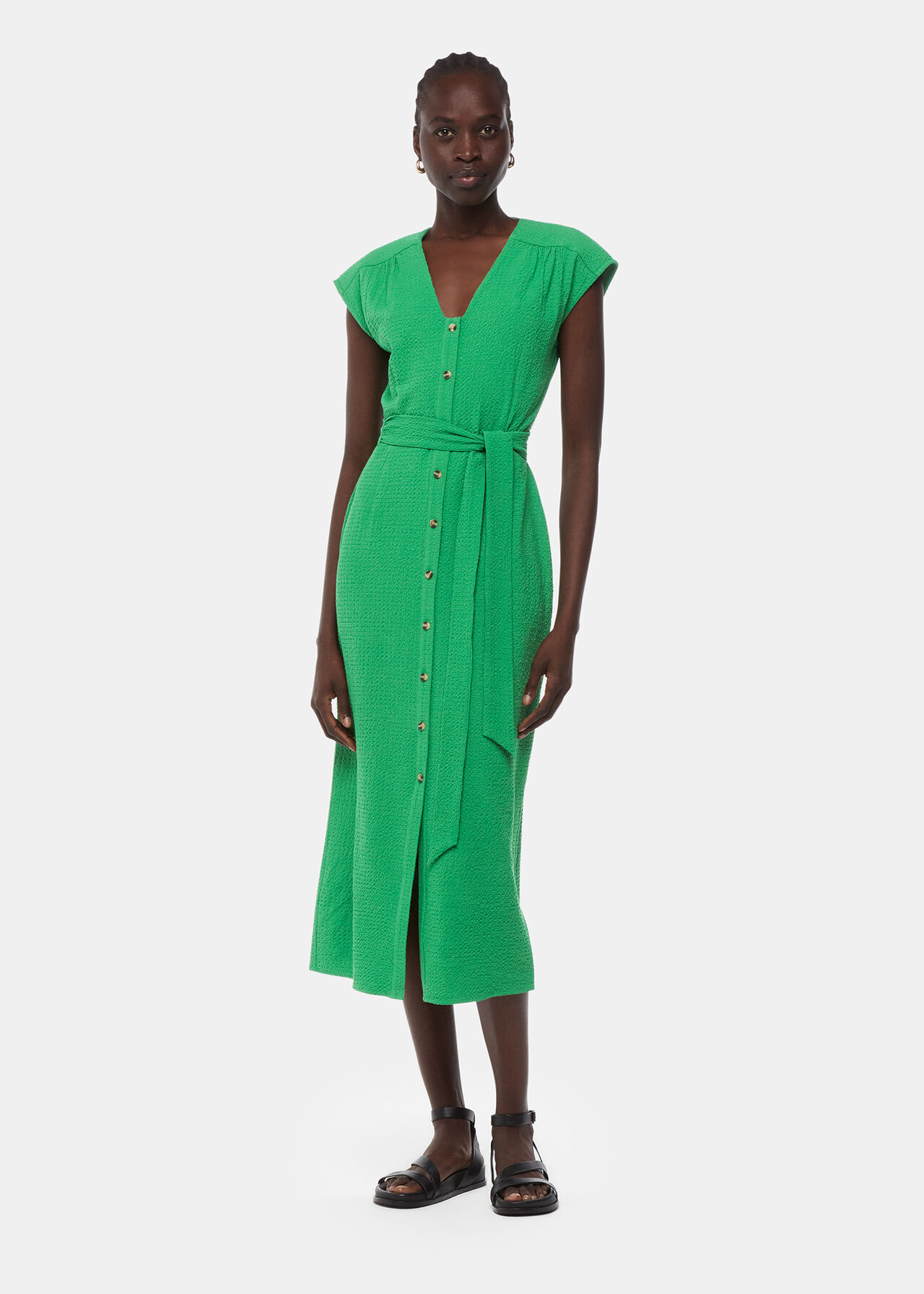 Green Misty Midi Dress | WHISTLES | Whistles UK
