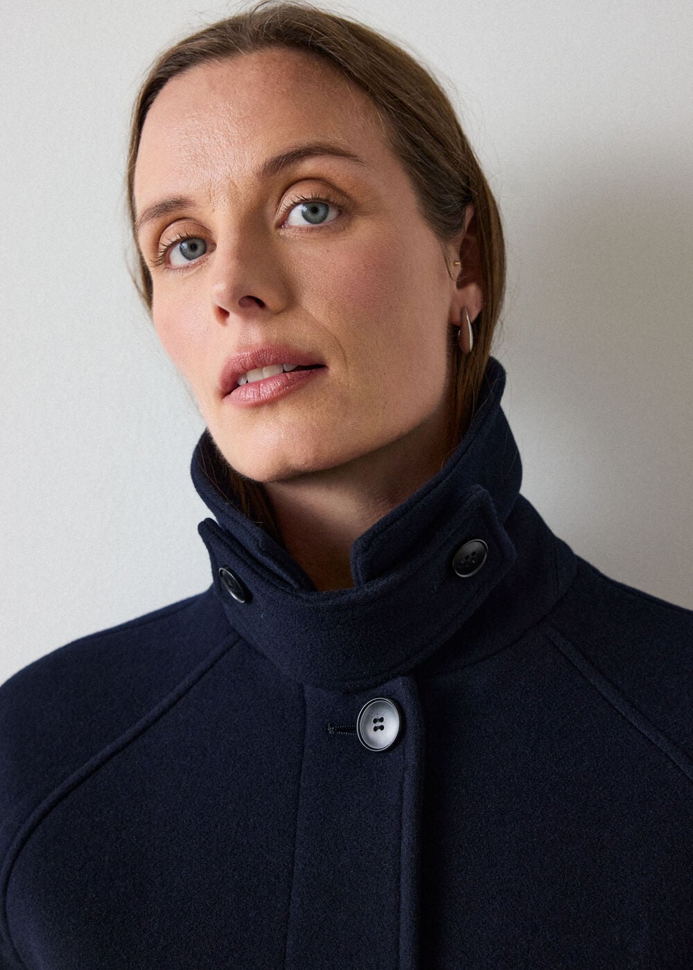 Navy Long Wool Car Coat