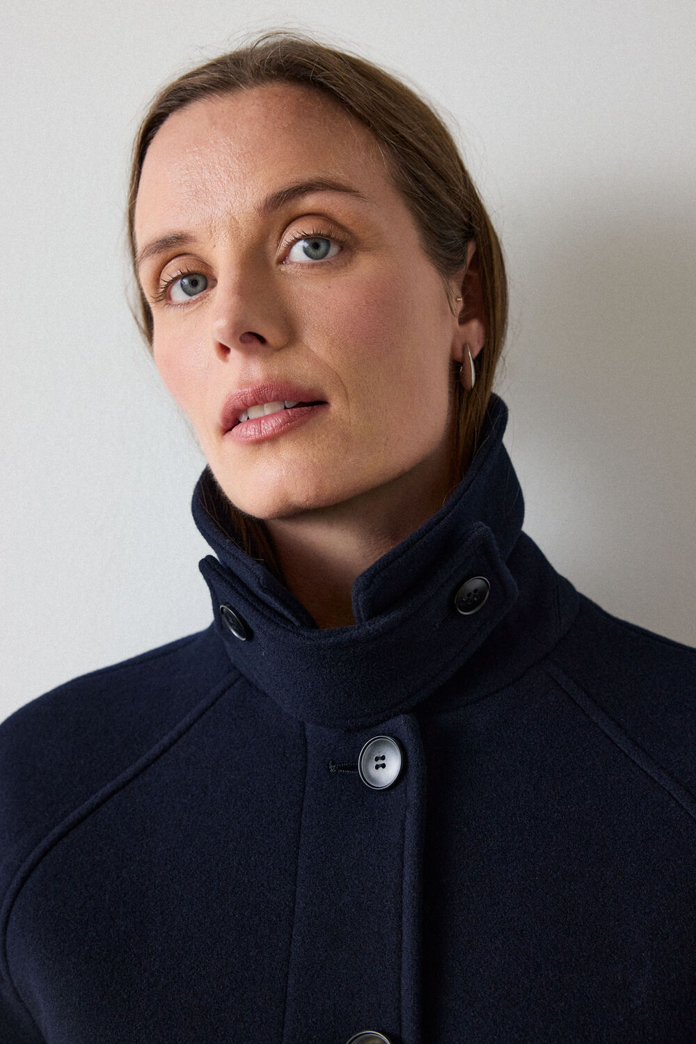 Navy Long Wool Car Coat