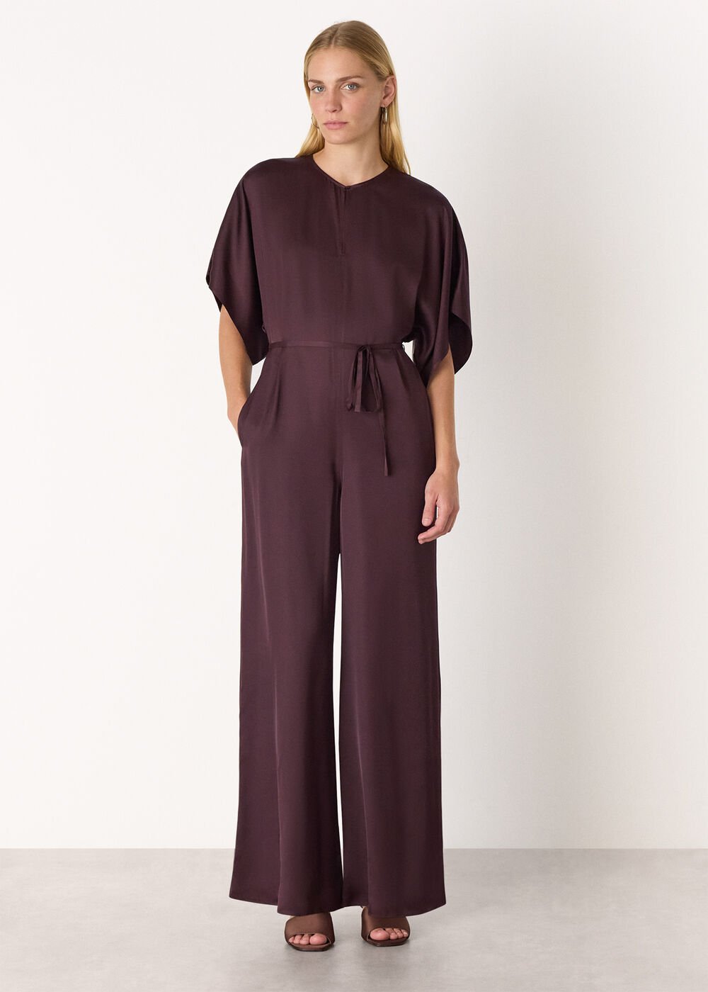Satin Short Sleeve Jumpsuit