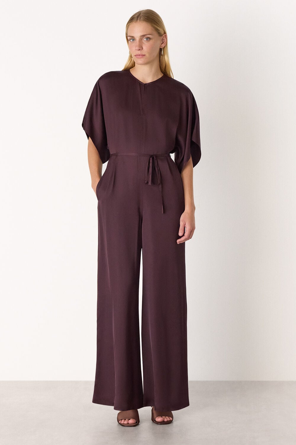 Satin Short Sleeve Jumpsuit